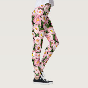 vintage pioenroos bloemenleggings leggings