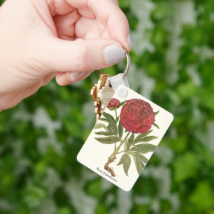 Vintage Pioenrozen, Pioenbloemen door Basilius Bes Sleutelhanger