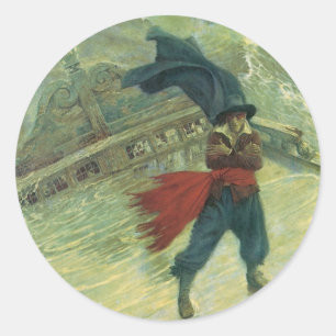 Vintage Piraat, De Vliegende Hollander door Howard Ronde Sticker