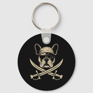 Vintage Piraat Franse Bulldog Kruisbeenderen Hond Sleutelhanger