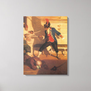 Vintage piraat kapitein, zwaardgevecht door NC Wye Canvas Afdruk