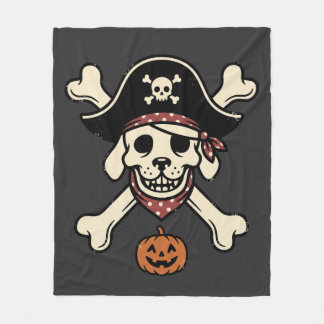 Vintage Piratenhond Halloween Schedel Kruisbeender Fleece Deken