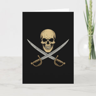 Vintage Piratenskelet Caribische Cruise Halloween Kaart