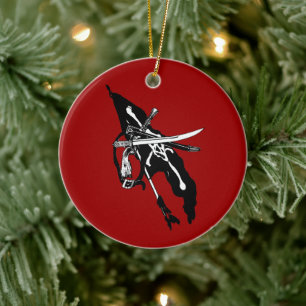 Vintage Piratenvlag, Jolly Roger Schedel Kruisbeen Keramisch Ornament