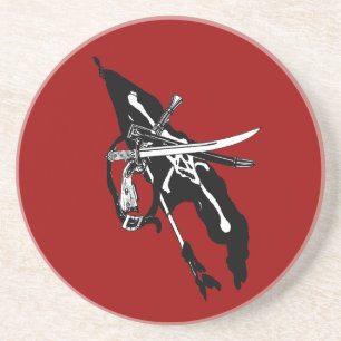 Vintage Piratenvlag, Jolly Roger Schedel Kruisbeen Zandsteen Onderzetter