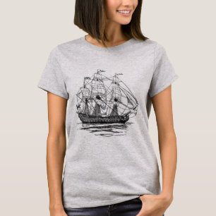 Vintage Pirates Galleon, Schets van een 74 kanonne T-shirt