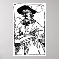 Vintage Pirates Sketch van een kapitein door Howar