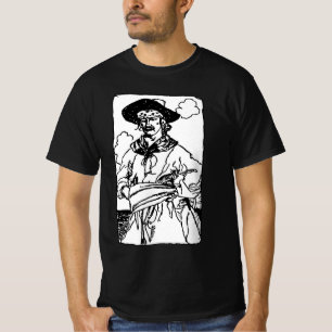 Vintage Pirates Sketch van een kapitein door Howar T-shirt
