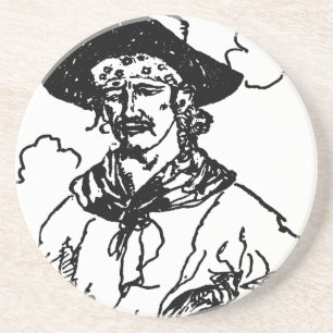 Vintage Pirates Sketch van een kapitein door Howar Zandsteen Onderzetter