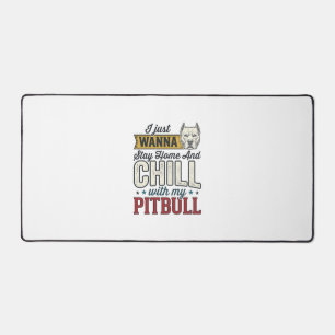 Vintage Pitbull Blijf Thuis En Chillen Hond Liefhe Bureaumat