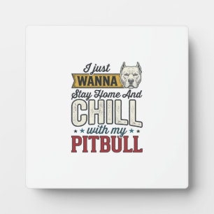 Vintage Pitbull Blijf Thuis En Chillen Hond Liefhe Fotoplaat