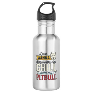 Vintage Pitbull Blijf Thuis En Chillen Hond Liefhe Waterfles