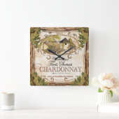 Vintage Pittoresque Vin Étiquette Horloge murale (Maison)