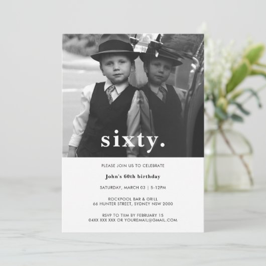 Vintage Plaid 60e anniversaire Invitation photo (Debout devant)