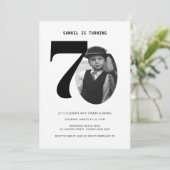 Vintage Plaid 70th Birthday Photo Invitation (Debout devant)