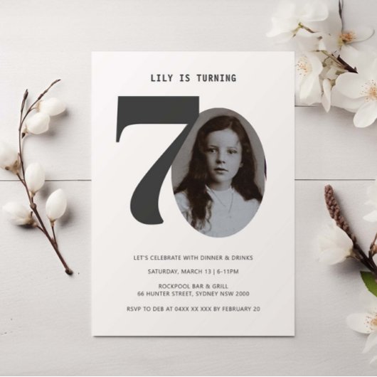 Vintage Plaid 70th Birthday Photo Invitation