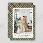 Vintage Plaid Photo Neige Joyeuses Cartes de Noël (Devant / Derrière)