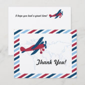 Vintage Plane Airmail Thank you Bedankkaart (Voorkant / Achterkant)