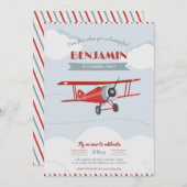 Vintage Planes Invitation for Birthday Party Retro (Devant / Derrière)