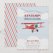 Vintage Planes Invitation for Birthday Party Retro Kaart (Voorkant / Achterkant)