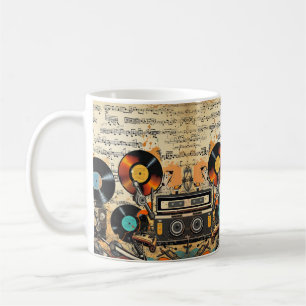 Vintage platenspeler koffiemok