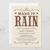 Vintage pluie Invitations Wedding showers (Devant / Derrière)