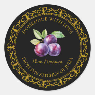 Vintage Plum Preserve maison Étiquette l Noir