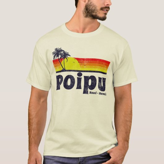 Vintage Poipu Kauai Hawaii T-shirt (Voorkant)