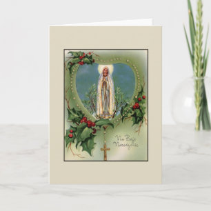Vintage Polish Blessed Mother Christmas Card Feestdagen Kaart