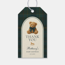 Vintage Polo Green Plaid Teddy Bear Baby Shower Cadeaulabel