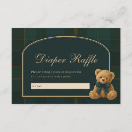 Vintage Polo Plaid Teddy Bear Diaper Raffle Informatiekaartje