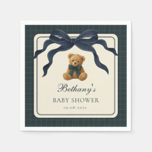 Vintage Polo Plaid Teddy Bear Navy Strik Servet