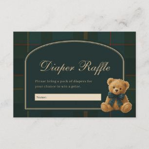 Vintage Polo Plaid Teddybeer Luierloterij Informatiekaartje