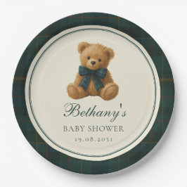 Vintage Polo Teddy Bear Boy Baby Shower Papieren Bordje