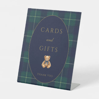 Vintage Polo Teddy Bear Cards and Gifts Sign Reclamebord Met Voetstuk