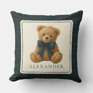 Vintage Polo Teddybeer Baby Jongens Nursery Kussen