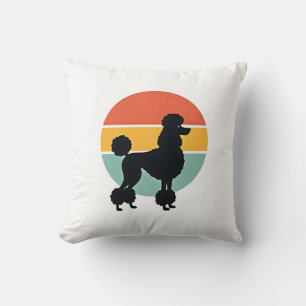 Vintage Poodle Zonsondergang Retro Honden Silhouet Kussen