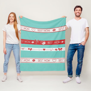 Vintage Pop Art Beste Moeder Liefdepatroon Fleece Deken