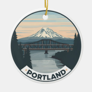Vintage Portland Oregon Mount Hood Keramisch Ornament