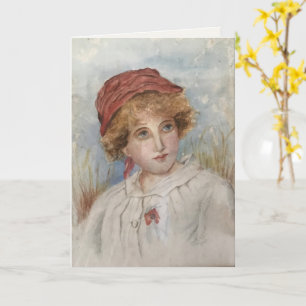 Vintage Portret Denk Aan Jou Kaart Zachte Sympa