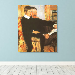 Vintage portret van vader en zoon door Mary Cassat Canvas Afdruk
