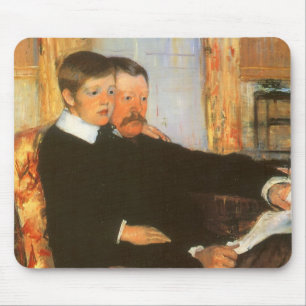 Vintage portret van vader en zoon door Mary Cassat Muismat