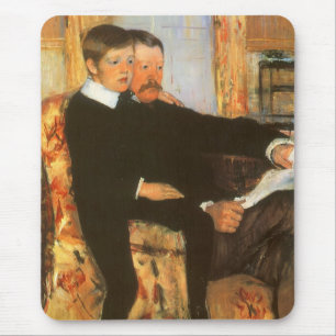 Vintage portret van vader en zoon door Mary Cassat Muismat