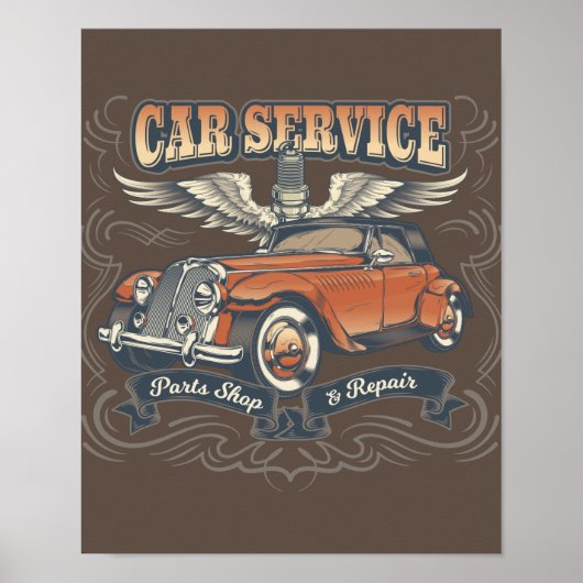 Vintage Poster-autoservice Poster (Voorkant)
