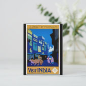 Vintage poster, Bezoek India, Briefkaart (Staand voorkant)
