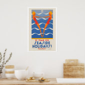 Vintage Poster By Train for Seaside Holidays (Cuisine)