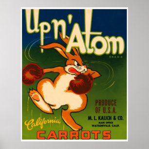 Vintage Poster California Carrots Food and Print