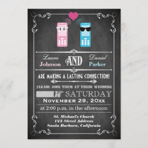 Vintage Poster, Chalkboard Style Wedding Invite Kaart