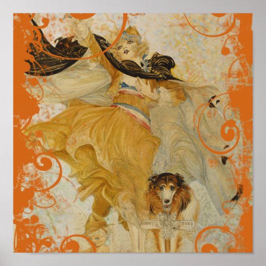 Vintage Poster Collie Dog en Mode Diva (Voorkant)