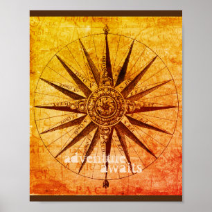 vintage poster compass map voor stijlquotes